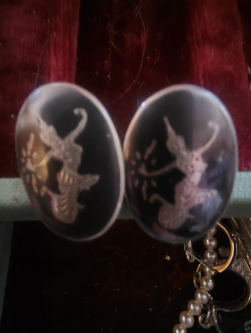 Siam Sterling Silver Cuff Links And Siam Ring.